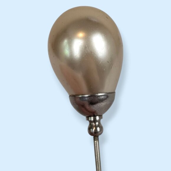 Antique Double-Ended Glass Pearl Hair/Hat Pin - Picture 4 of 5